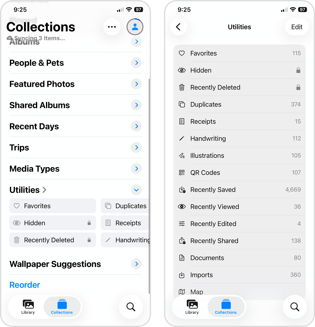 Utilities Collection in the Photos app.
