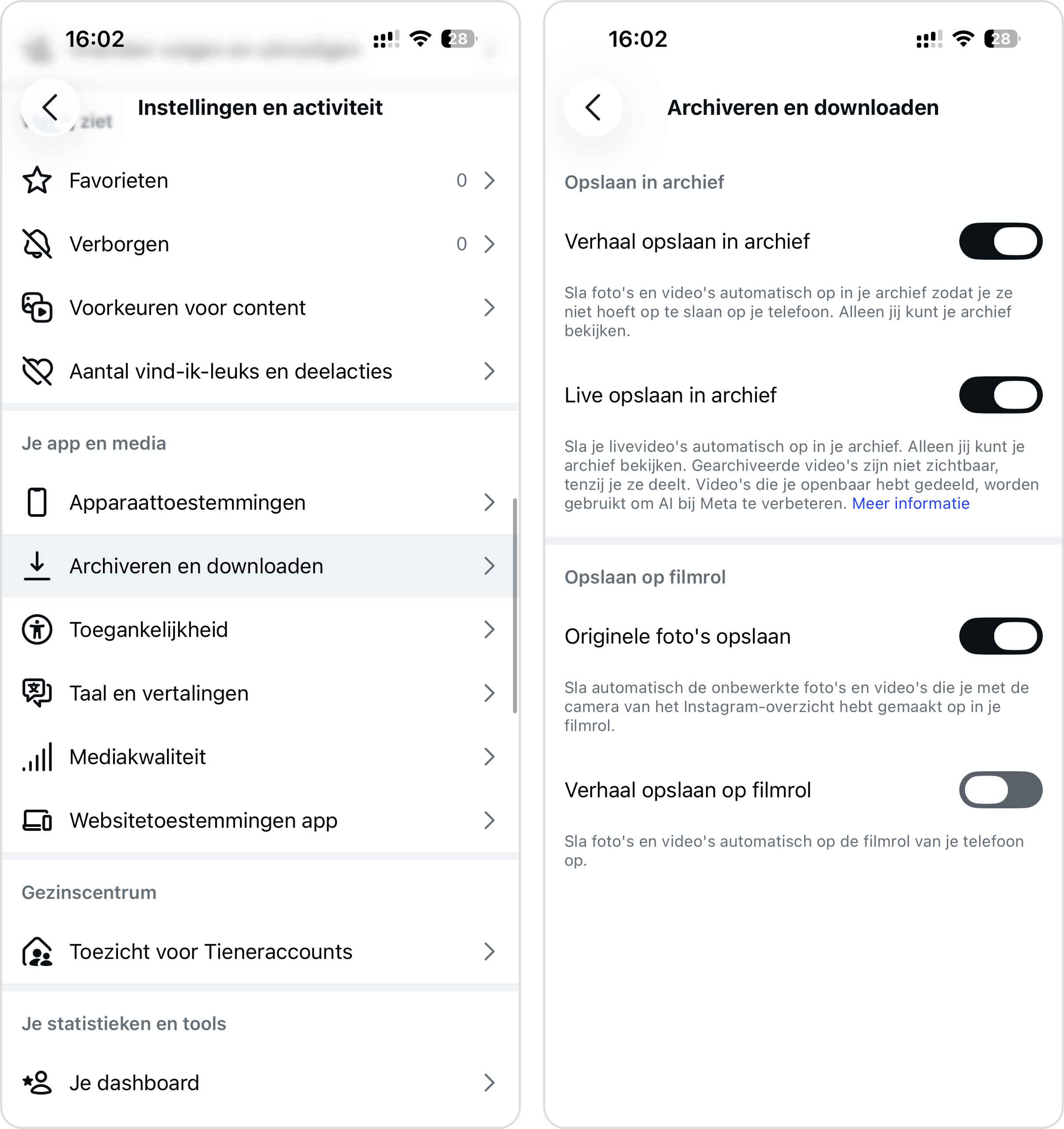 instagram instellingen die voor dubbele bestanden kunnen zorgen