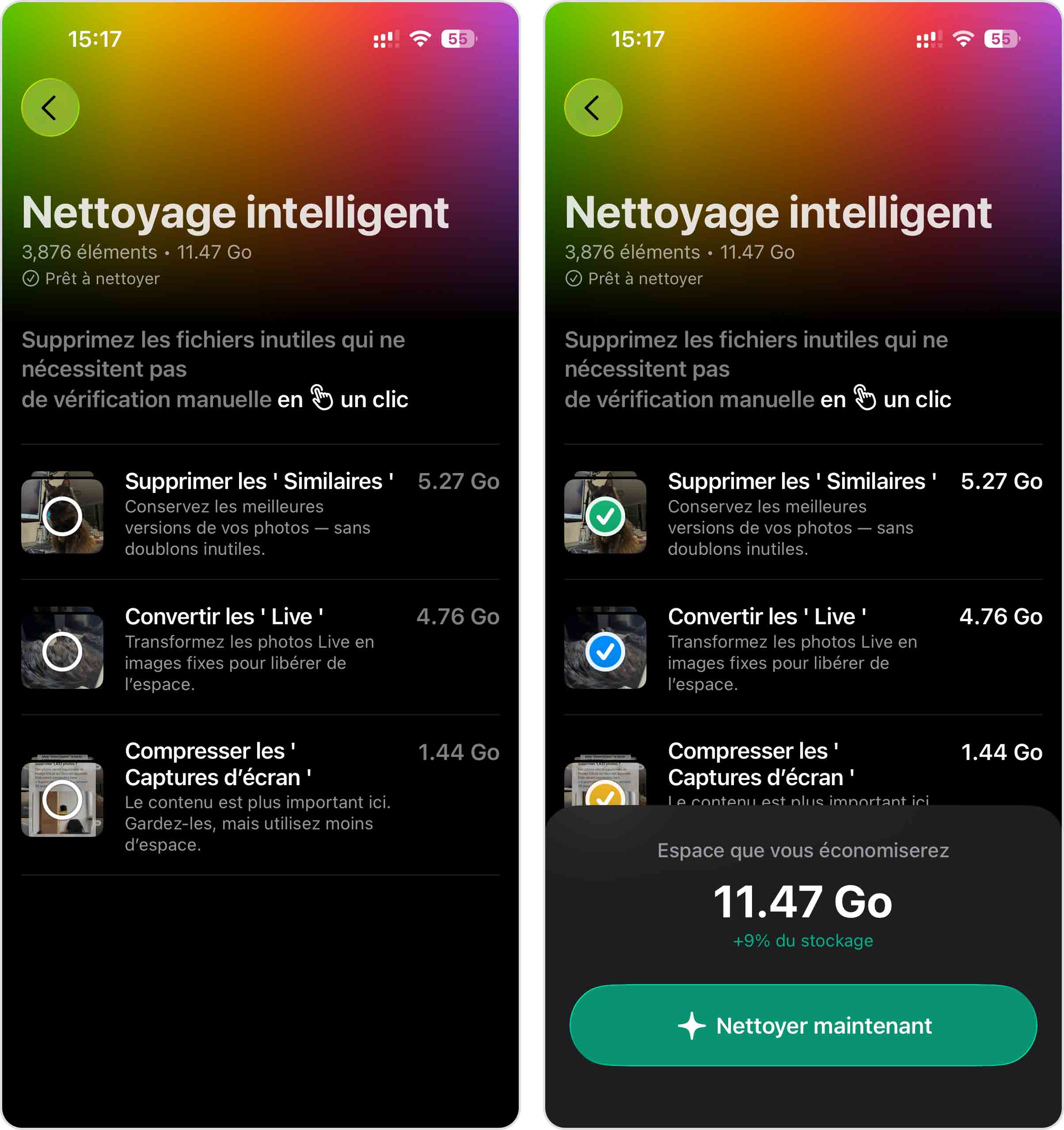 Clever Cleaner Fonction de nettoyage intelligente