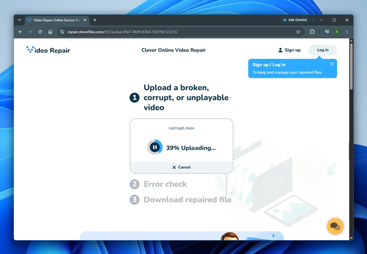 Wait for the file to upload