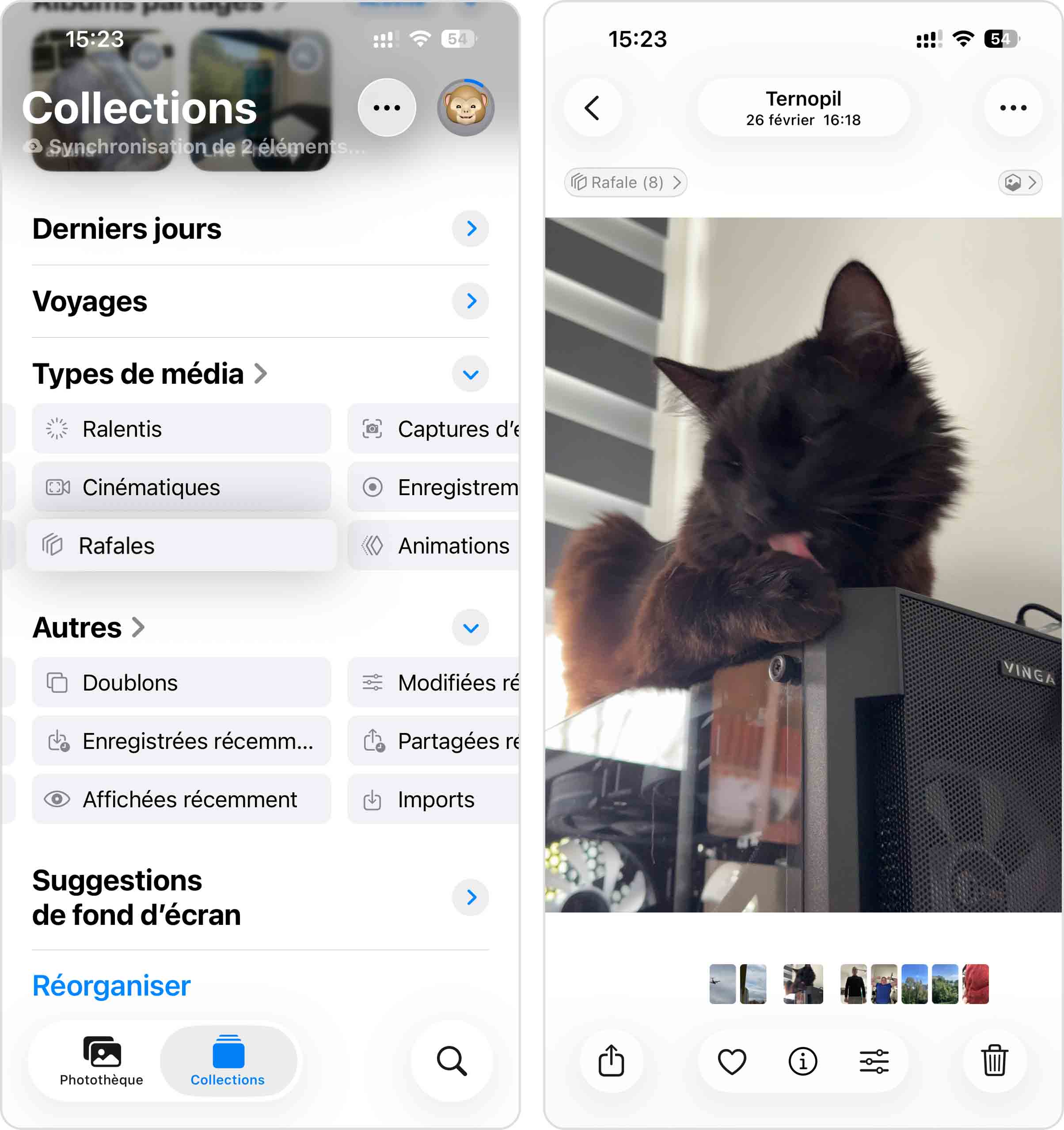 Ouvrir les photos en rafale dans l'application Photos