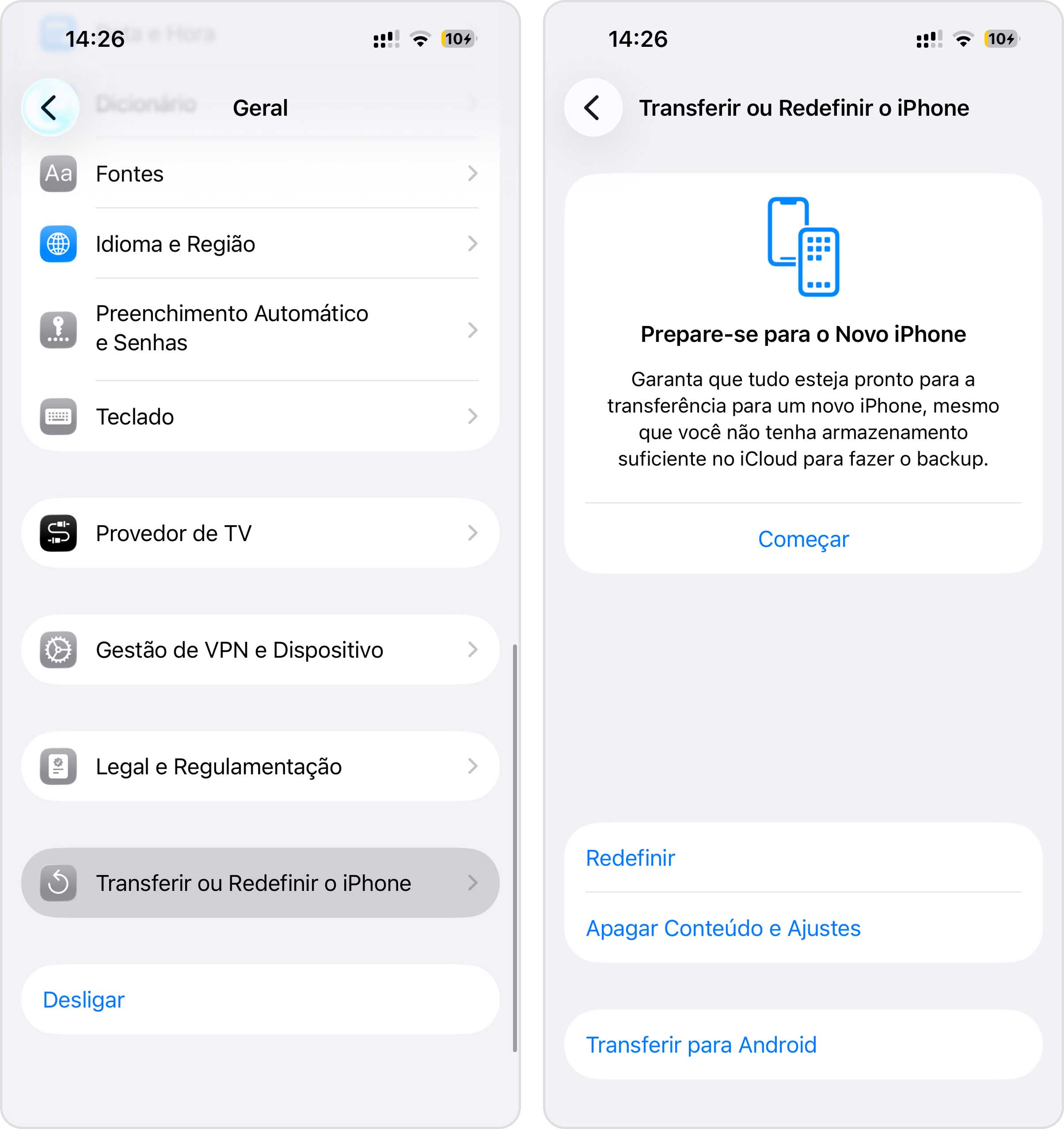 Restaurar o iPhone às configurações de fábrica