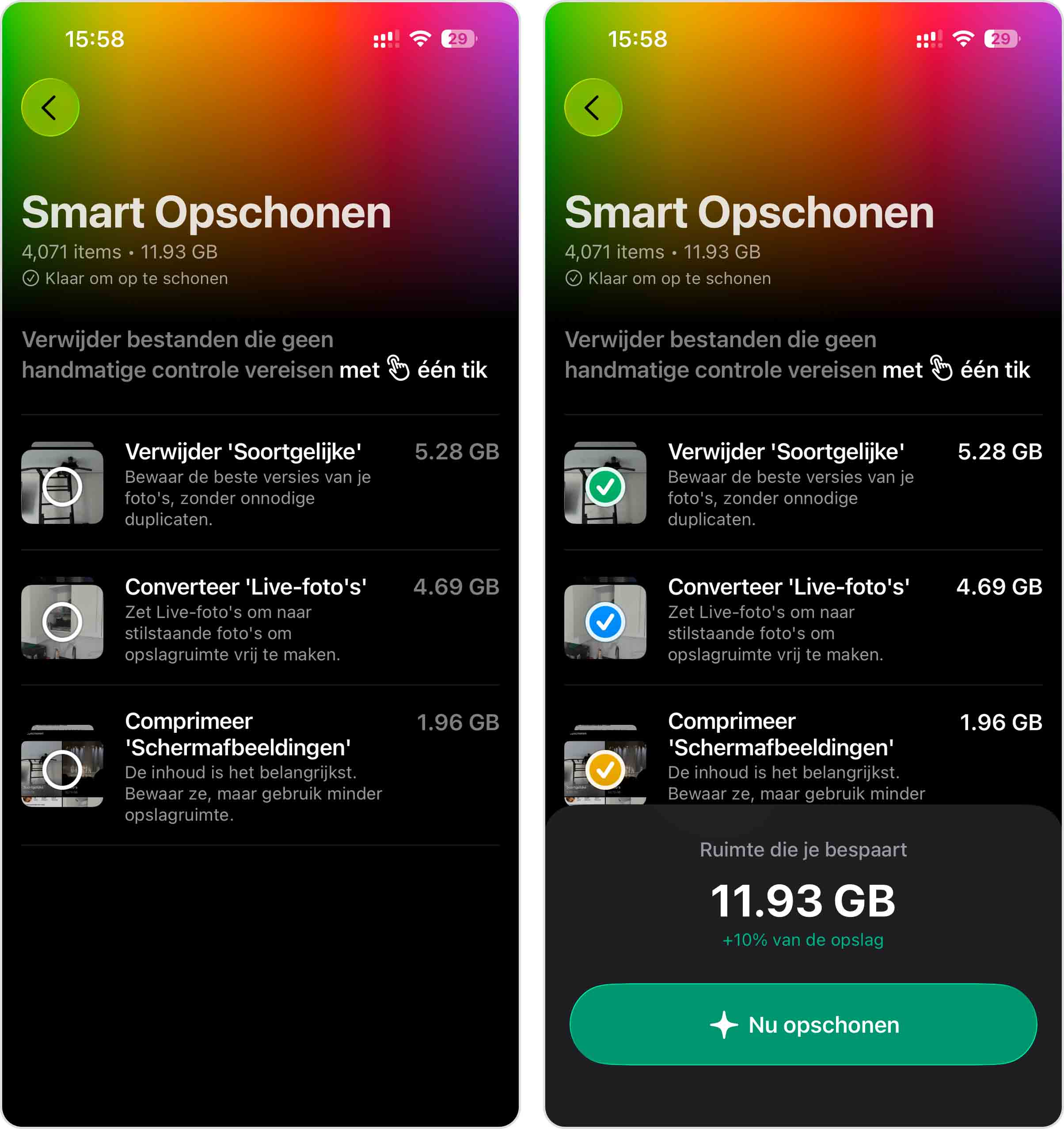 slimme opschoonfunctie