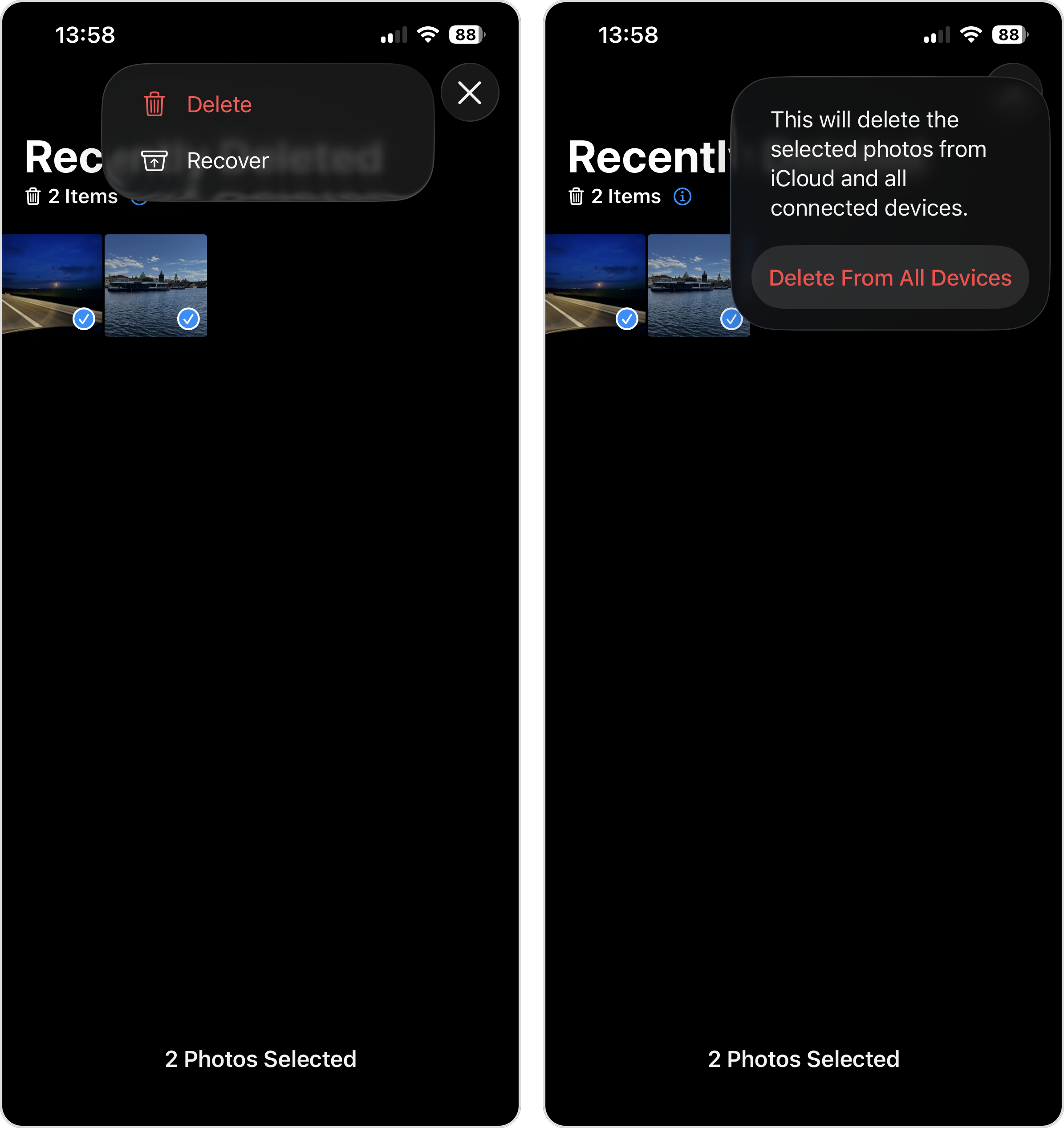 empty recently deleted