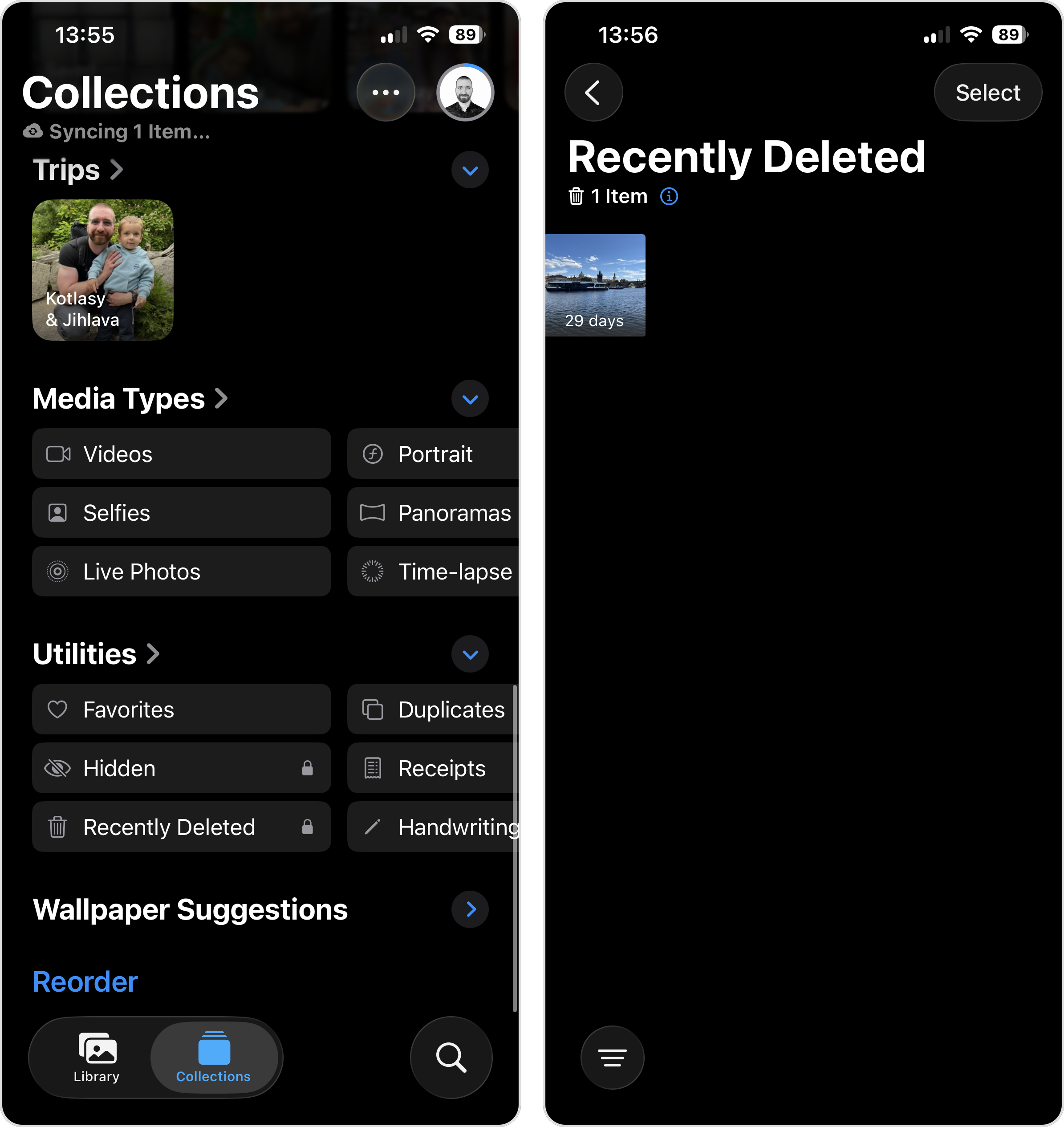 open recently deleted