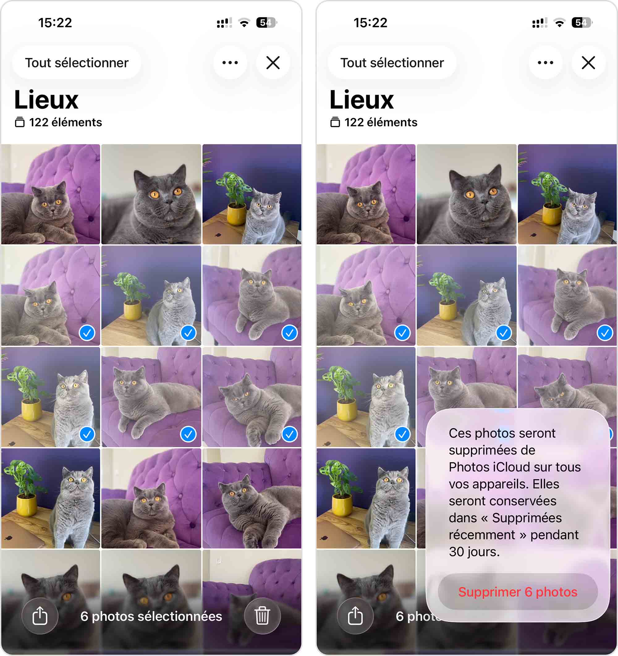 supprimer les photos en fonction de leur emplacement