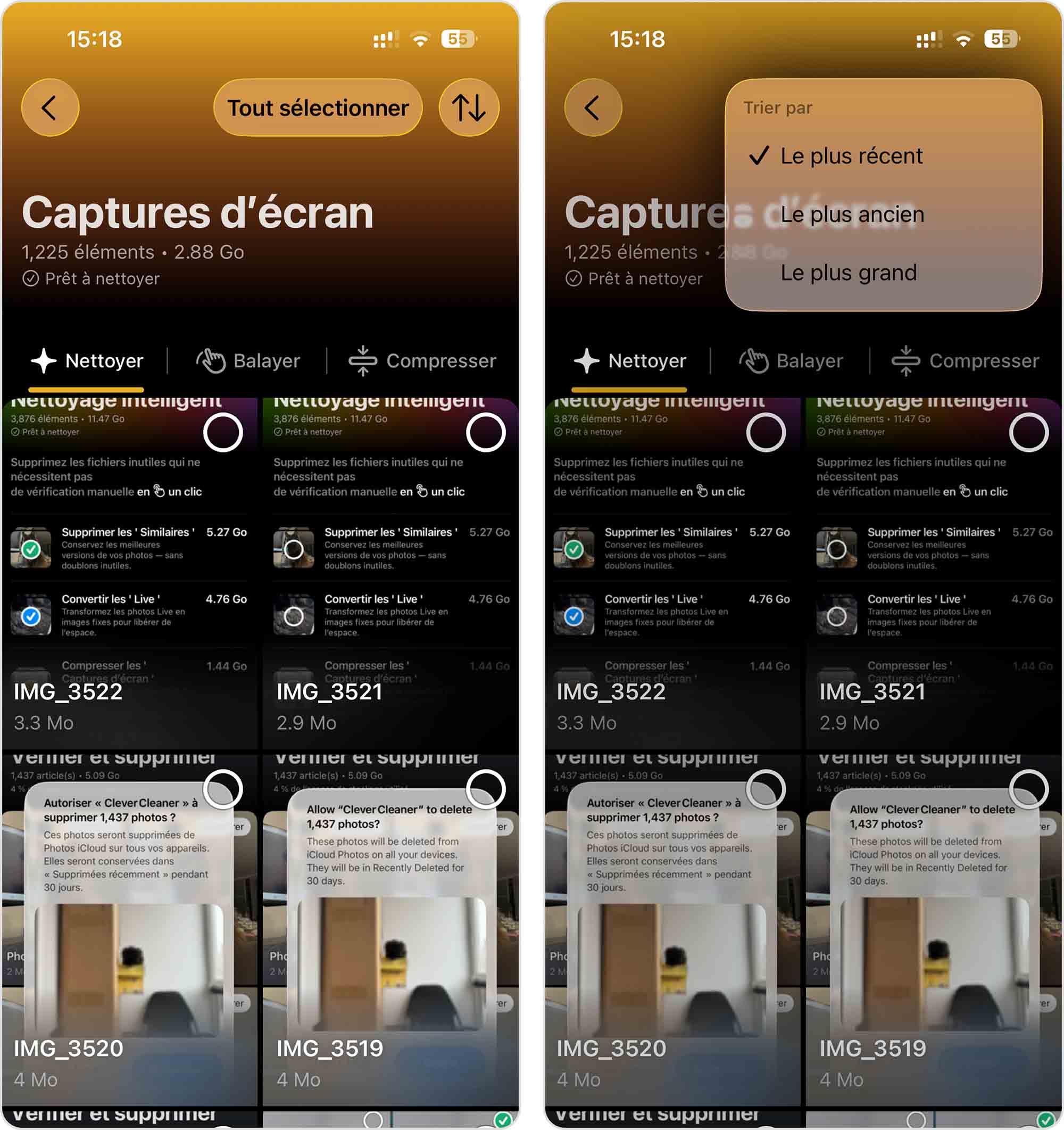 Supprimer les captures d'écran dans Clever Cleaner