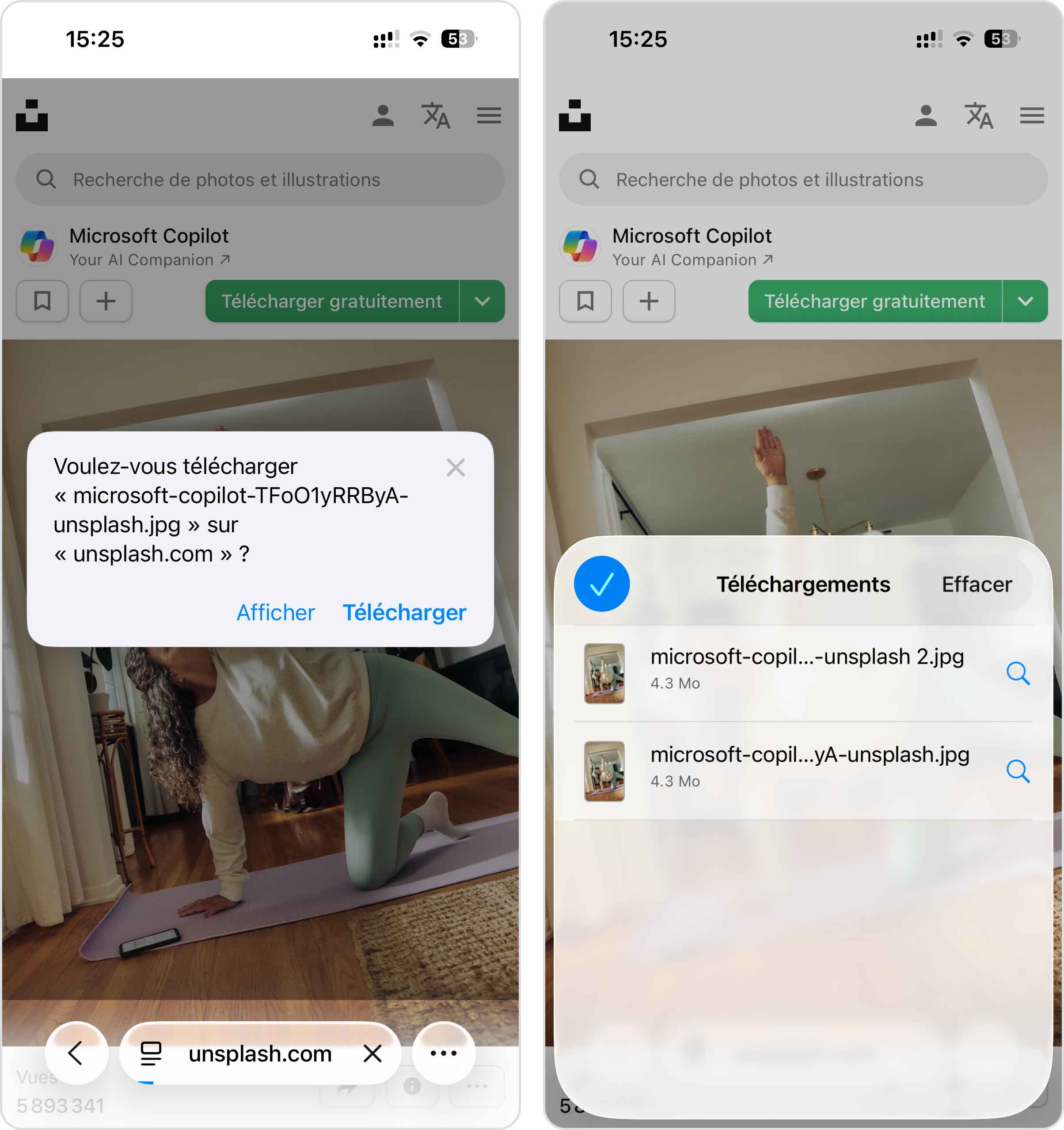 Téléchargements multiples de photos dans le navigateur