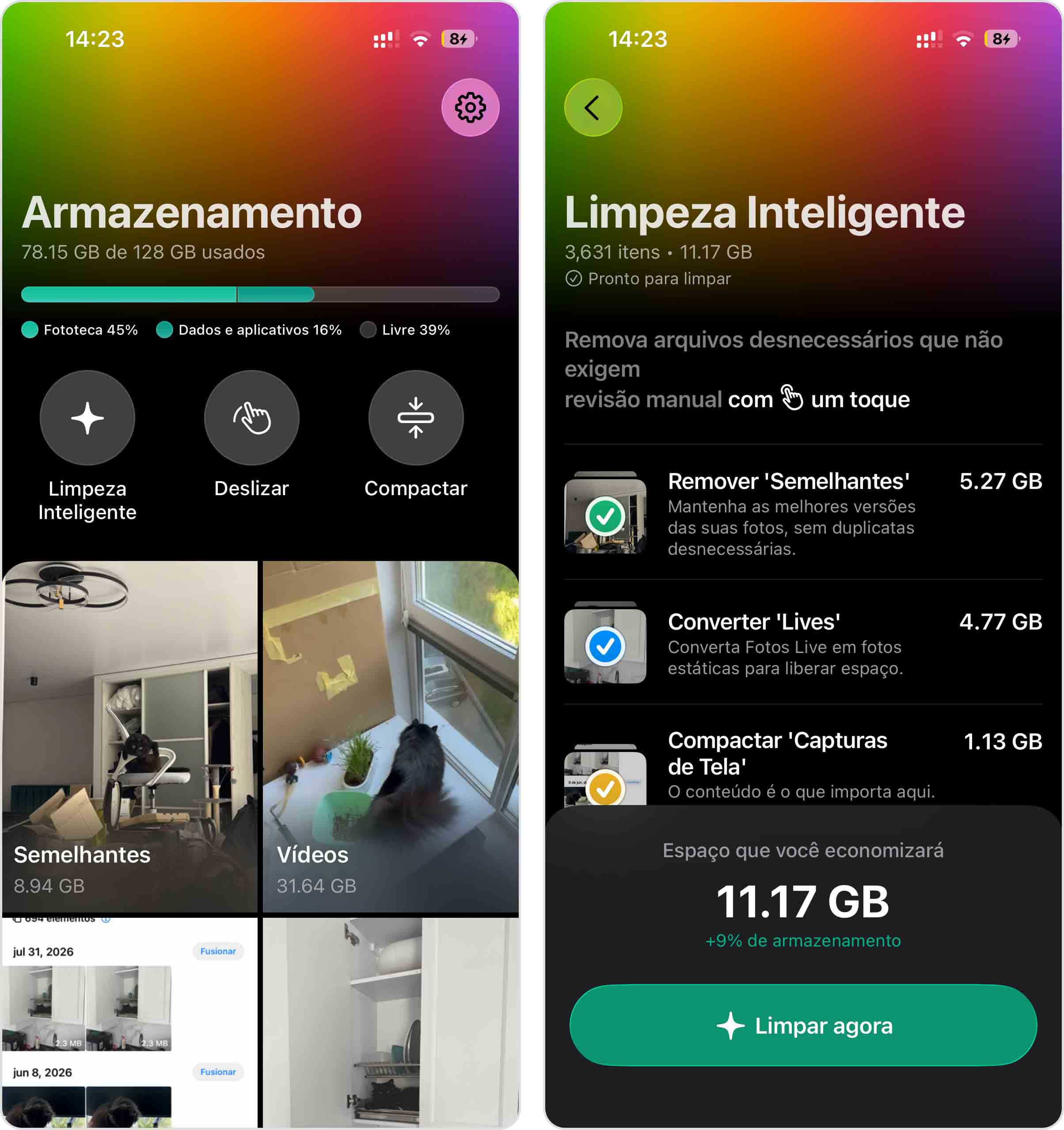 Use a limpeza inteligente do Clever Cleaner.