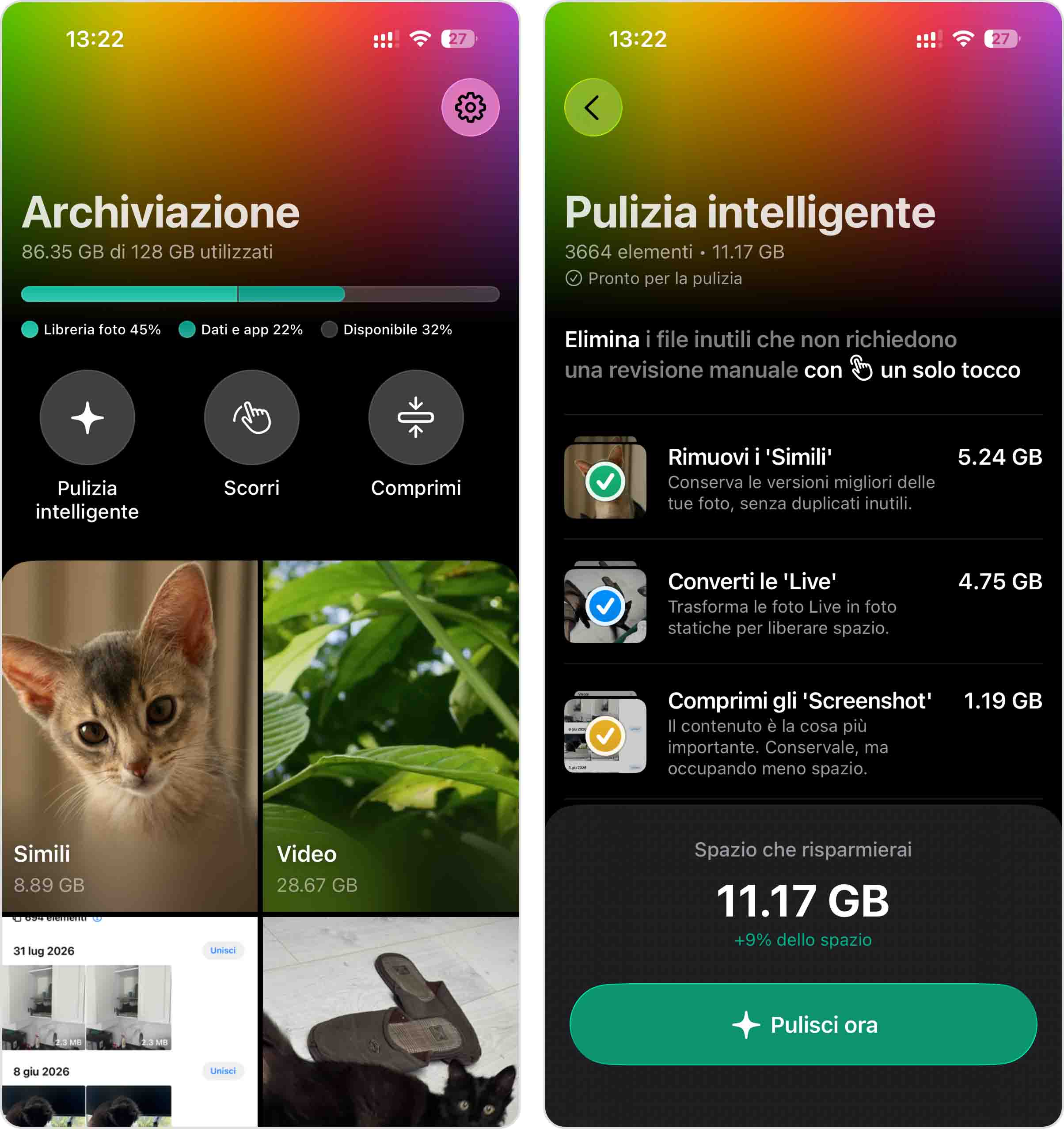 Utilizza la funzione di pulizia intelligente in Clever Cleaner