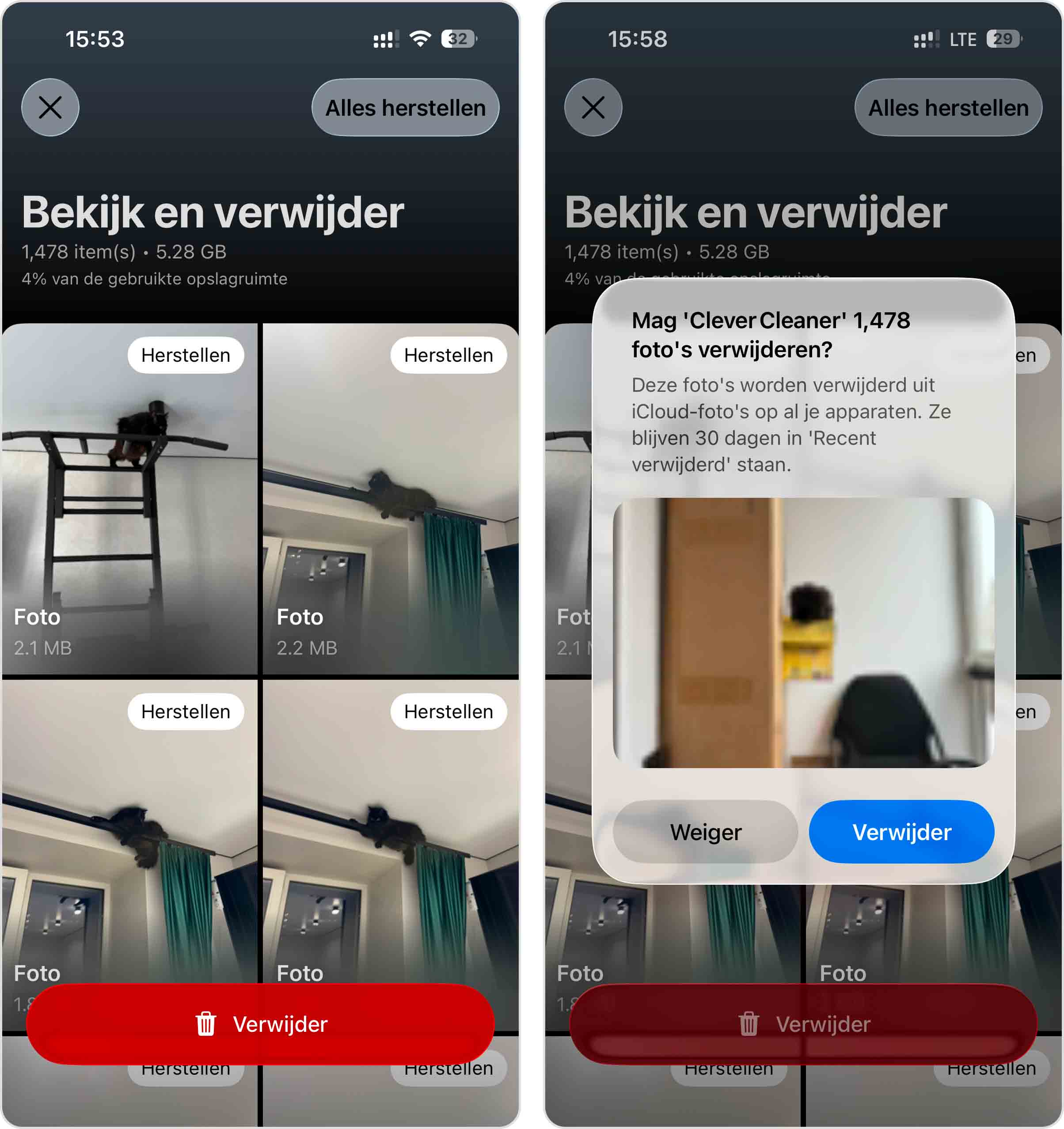 verwijder vergelijkbare foto s met clever cleaner