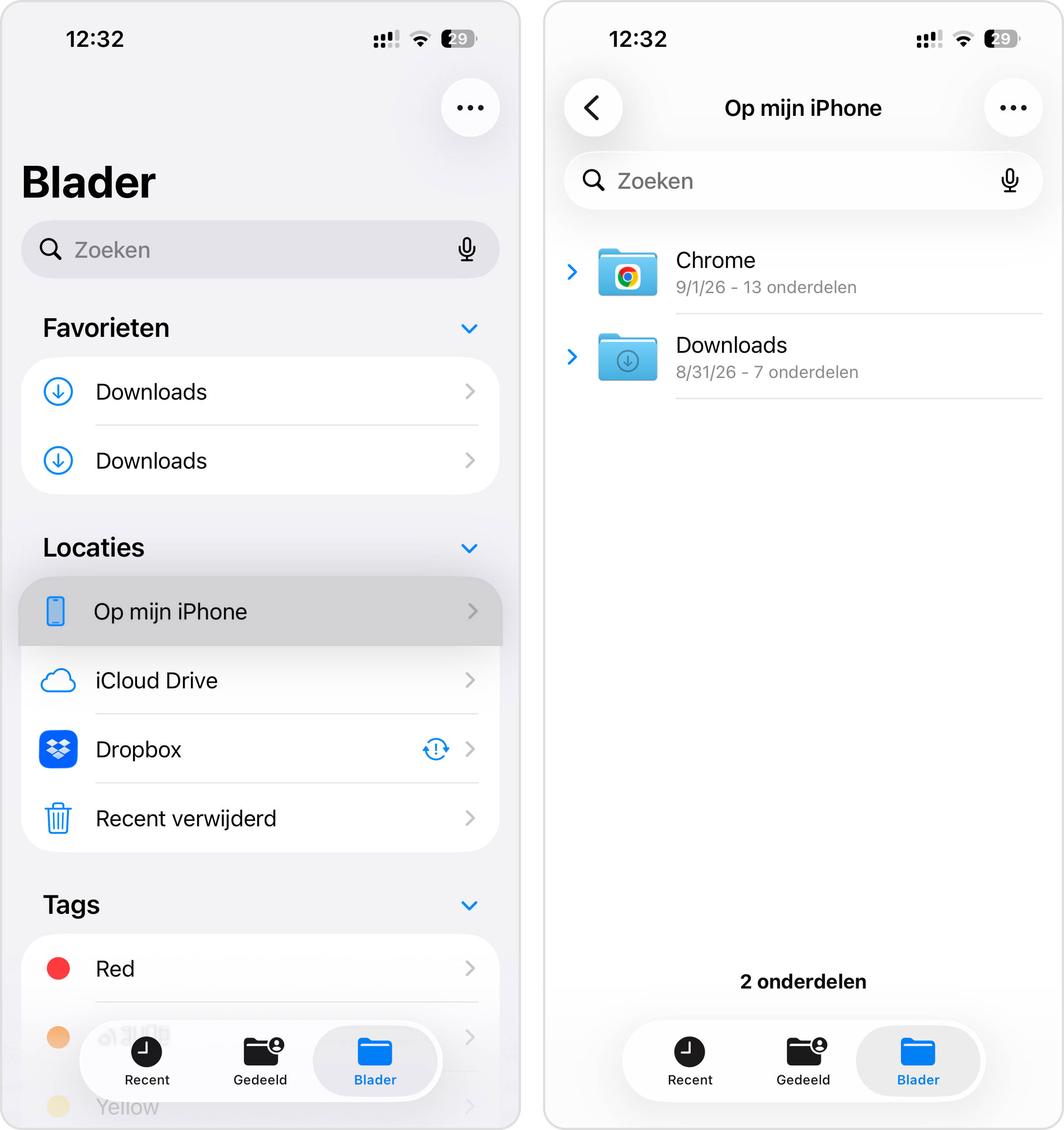 Open de map Downloads in de app Bestanden