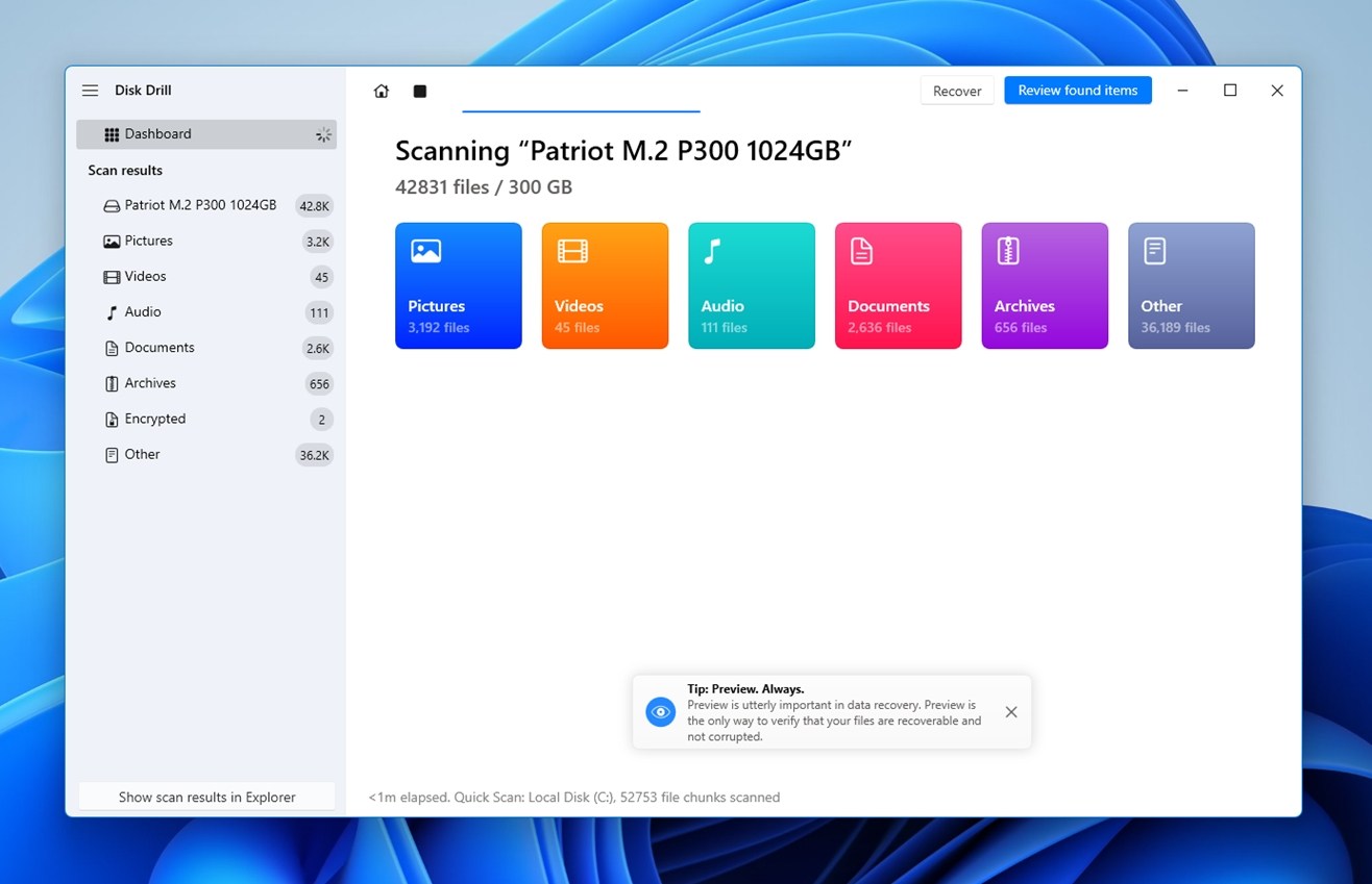 Revisione dei dati SSD.