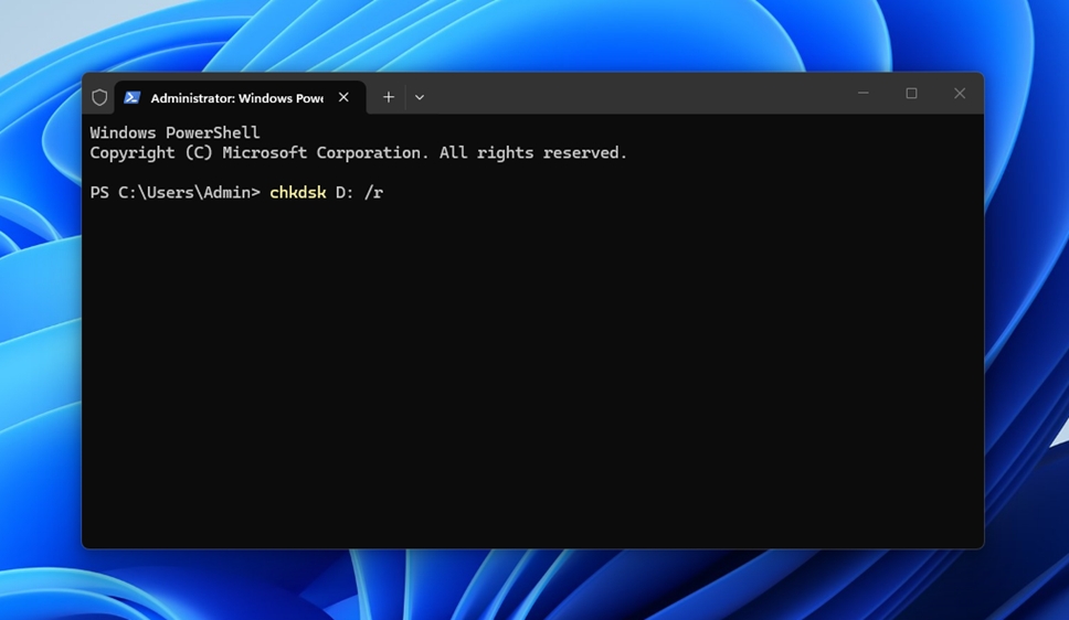 Running the CheckDisk command
