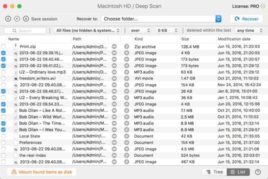 Tiefen-Scan (Deep Scan) für jedes Volume oder Dateisystem