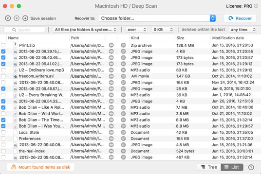 Kör Deep Scan för vilken volym eller filsystem som helst