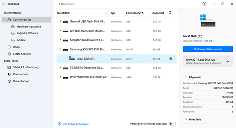 Starten Sie Disk Drill und analysieren Sie das Speichermedium