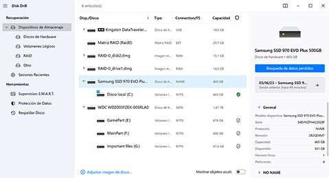 Ejecute Disk Drill y analice el dispositivo de almacenaje