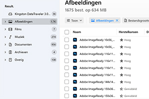 Gebruik filters om sneller te zoeken / selecteer een specifiek bestandstype