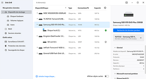 Lancer Disk Drill et réaliser le scan du support de stockage