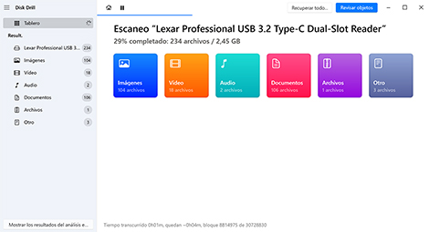 Comenzar a escanear datos perdidos