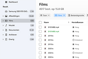 Gebruik filters om sneller te zoeken of om een specifiek bestandstype te selecteren