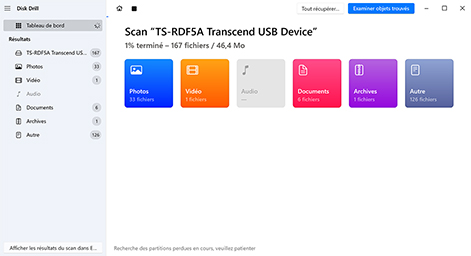 Commencer la recherche de données perdues