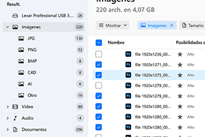 Utiliza filtros para buscar más rápido seleccionando el tipo de archivo correcto