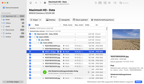 Scannen, überprüfen und wiederherstellen – einfache Datenwiederherstellung für Mac