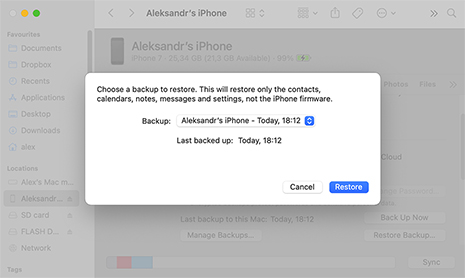 Recover Your Text Messages from a Finder or iTunes Backup