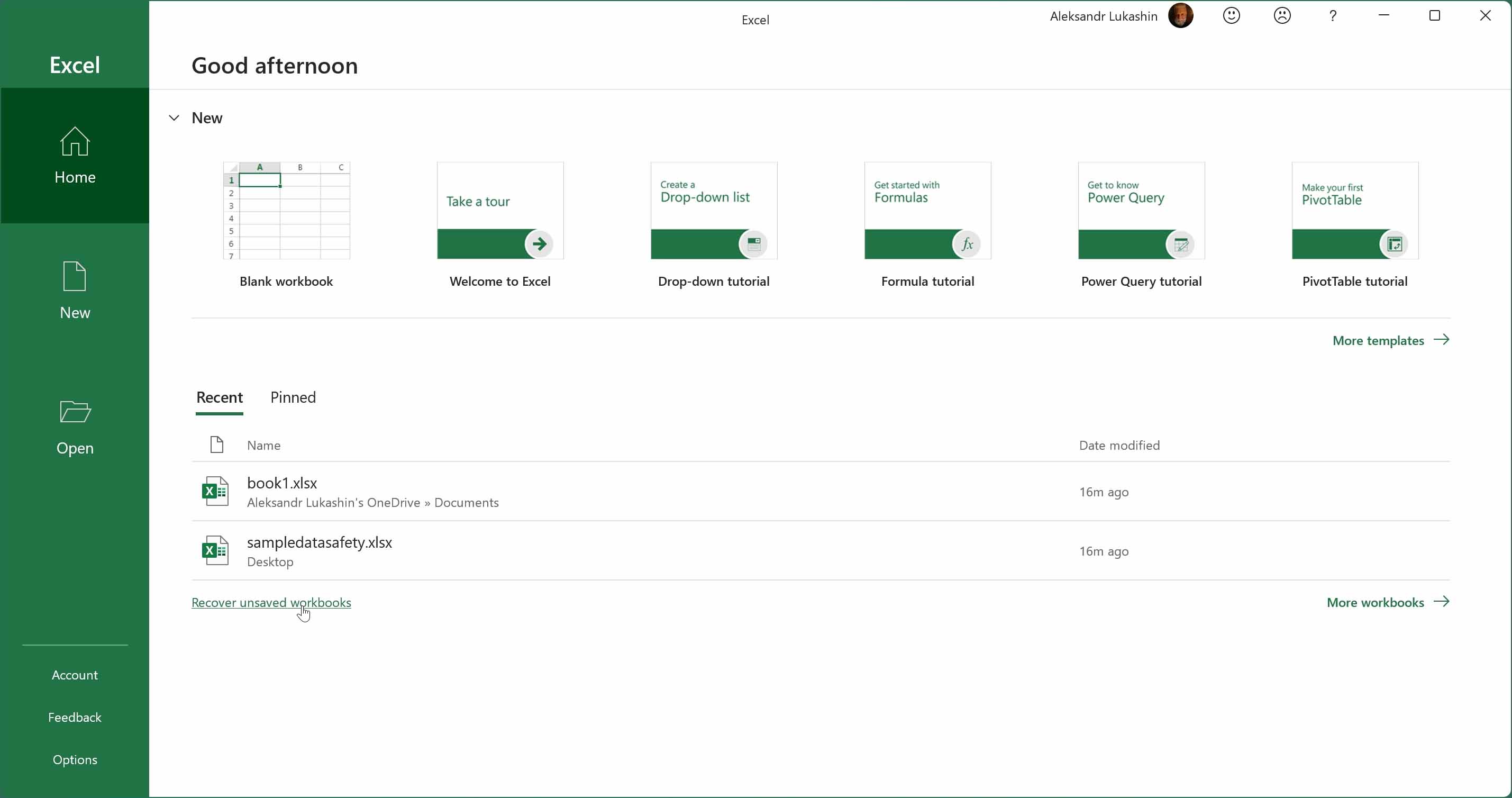 Recover an Unsaved Excel File