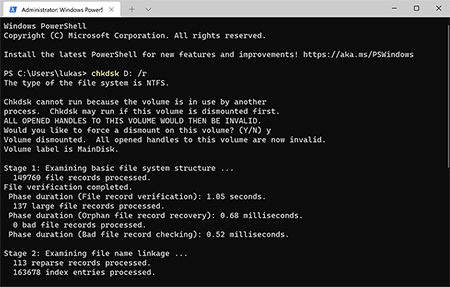 Use CHKDSK Command