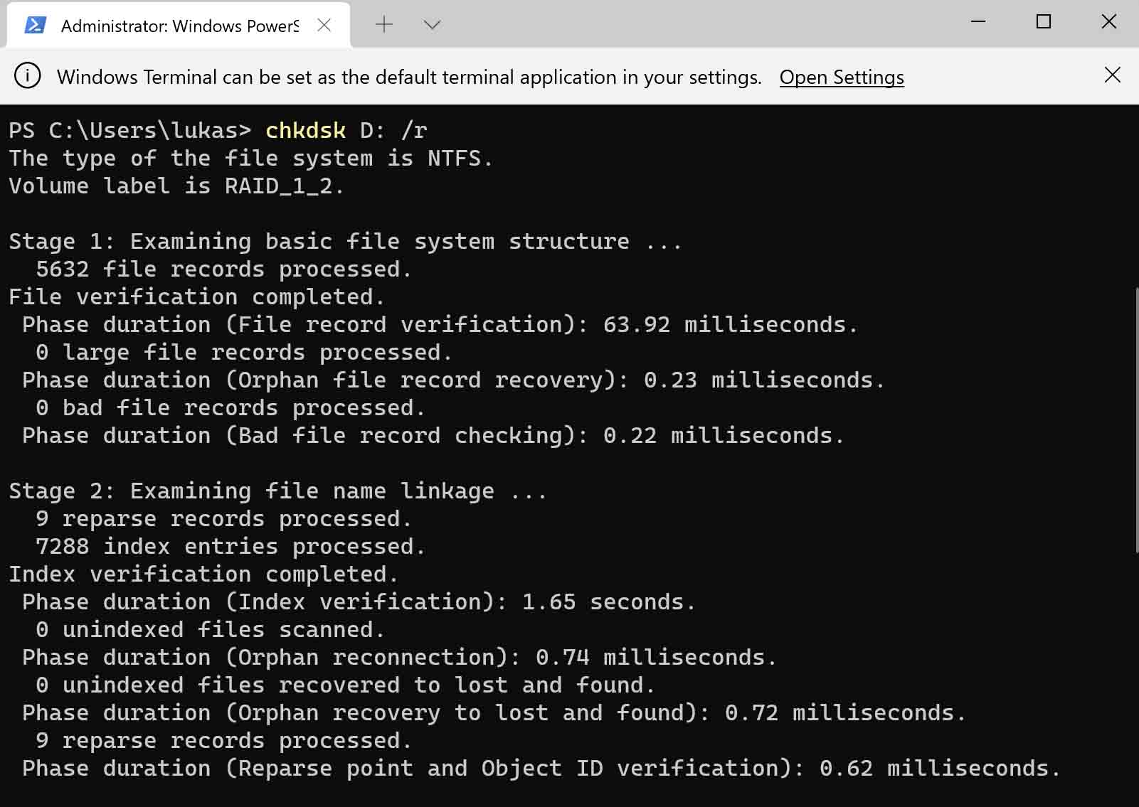 Repair the file system by running CHKDSK