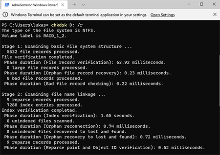Repair the file system by running CHKDSK