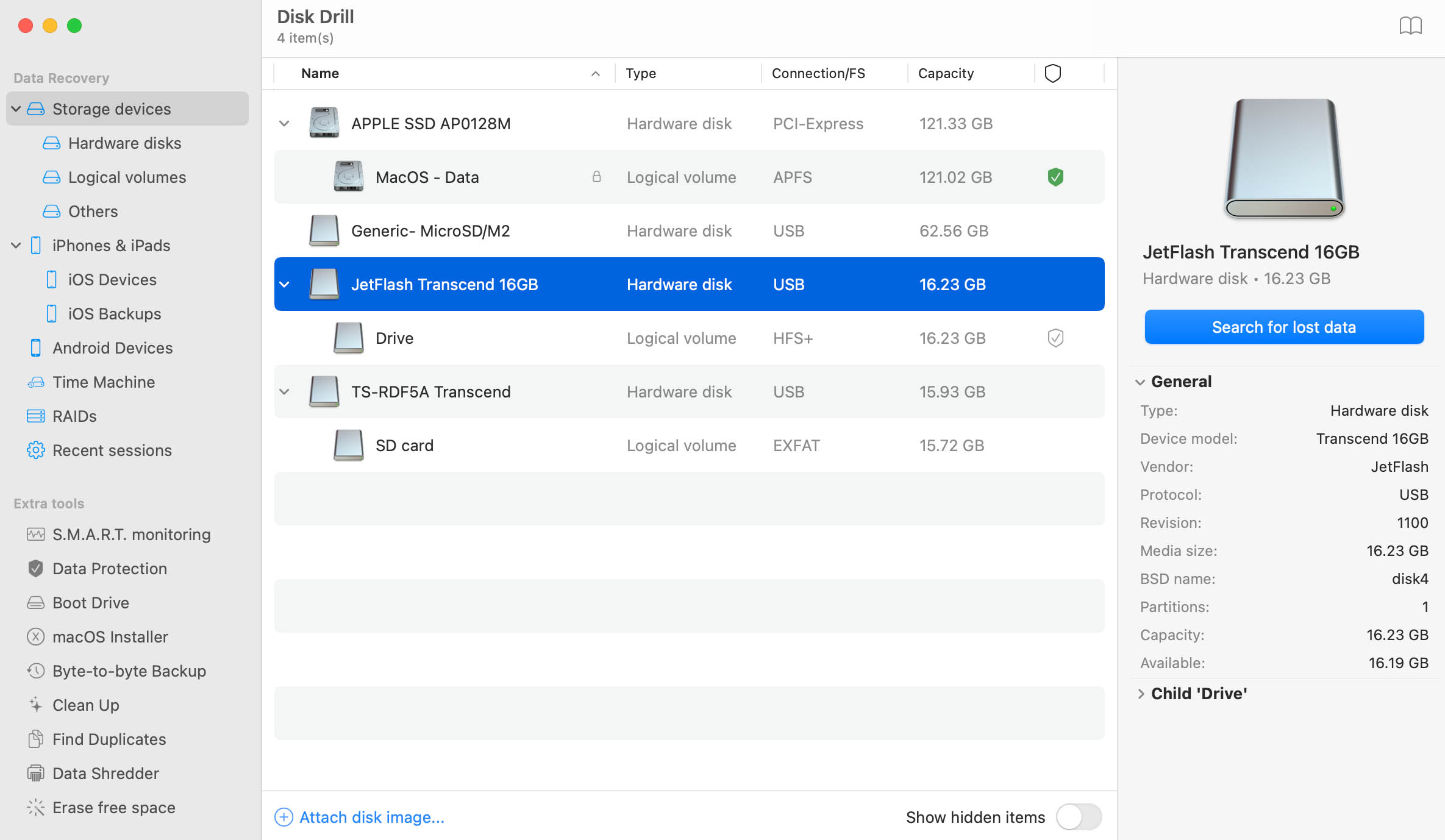 Scan the flash drive for lost data