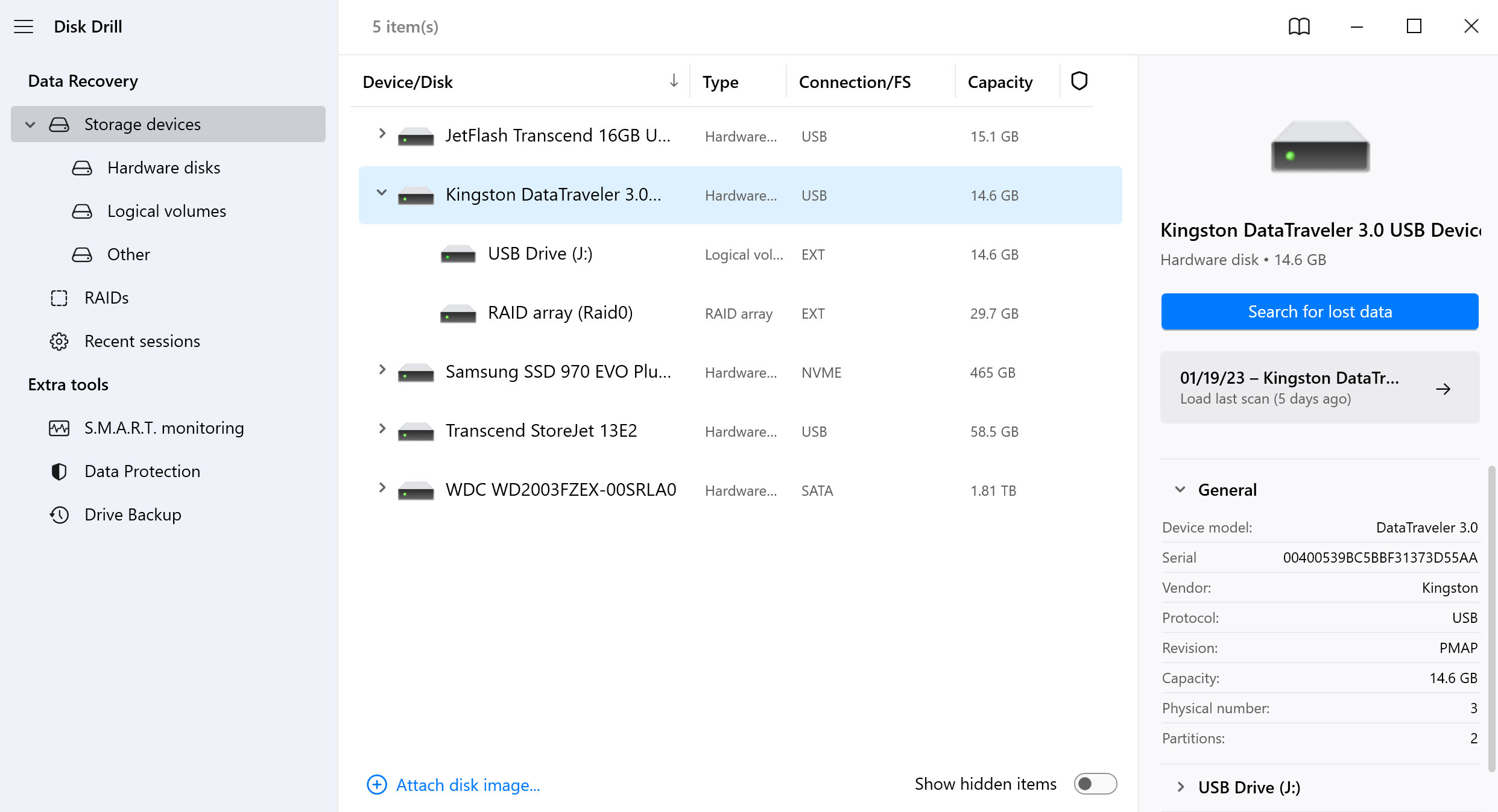 Choose the hard drive or partition