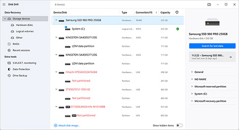 Launch Disk Drill and analyze storage device