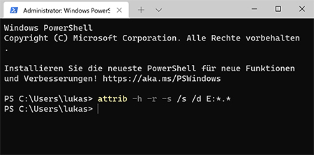 Verwenden Sie den ATTRIB-Befehl Verwenden Sie den ATTRIB-Befehl