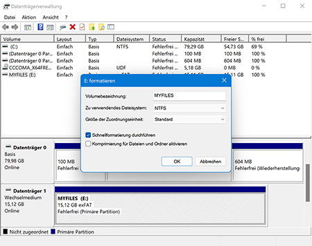 Formatieren Sie die Festplatte mit NTFS über die Datenträgerverwaltung Formatieren Sie die Festplatte mit NTFS über die Datenträgerverwaltung