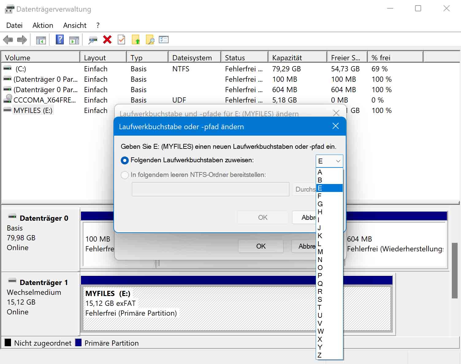 Einen neuen Laufwerksbuchstaben zuweisen