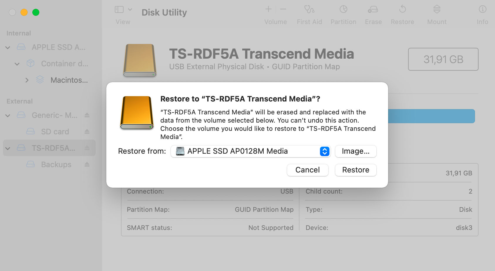 Restore a Disk Using Disk Utility on Your Mac