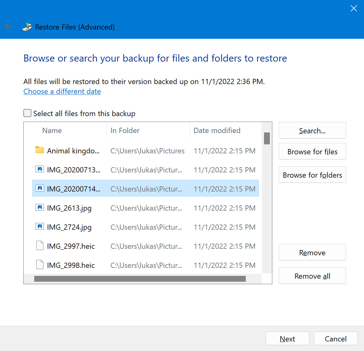 Use the Legacy Backup and Restore (Windows 7) Feature
