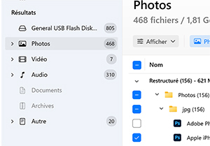 Utilisez des filtres pour une recherche plus rapide / sélectionnez un type de fichier spécifique