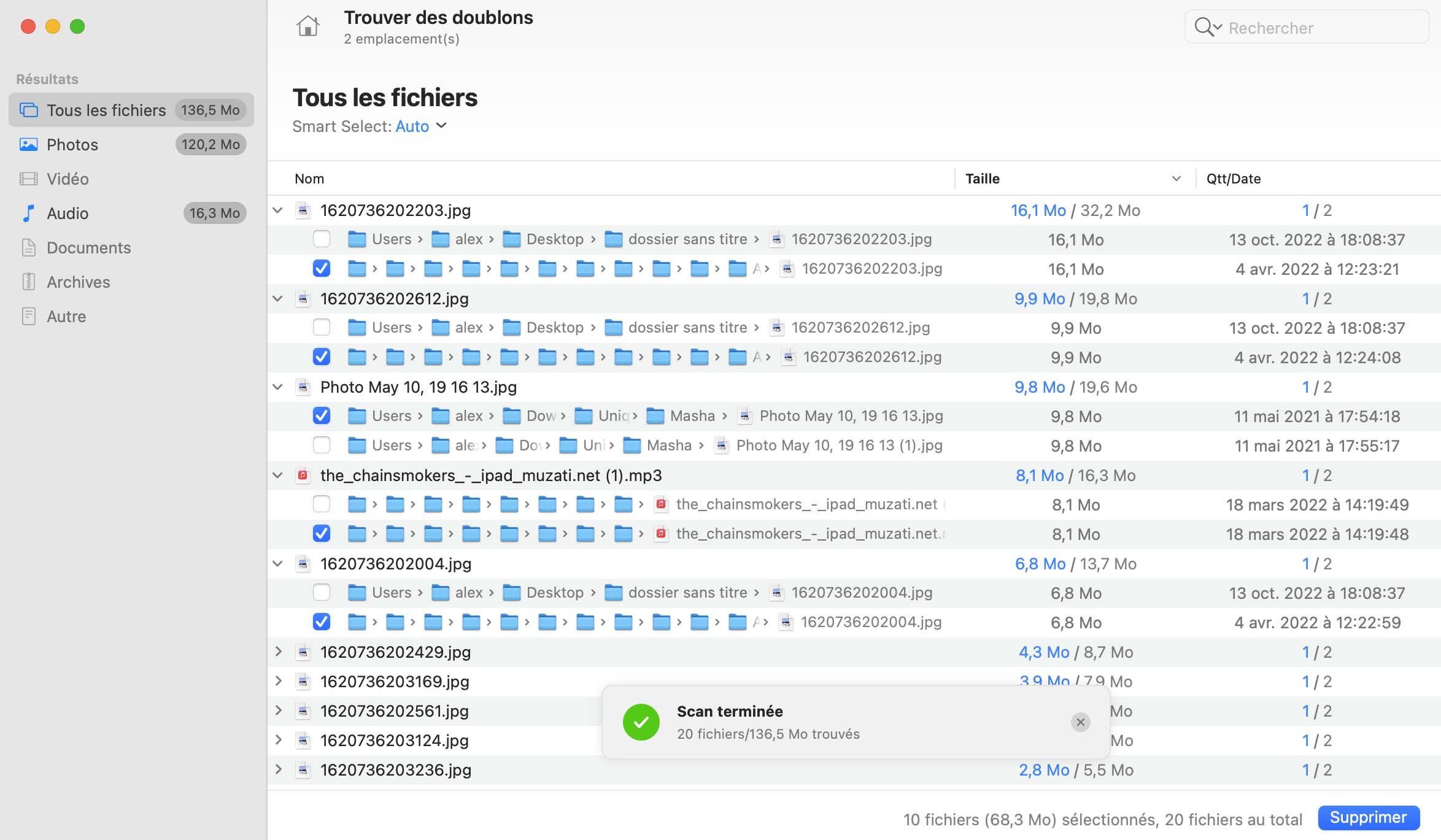 Analyser les doublons de fichiers