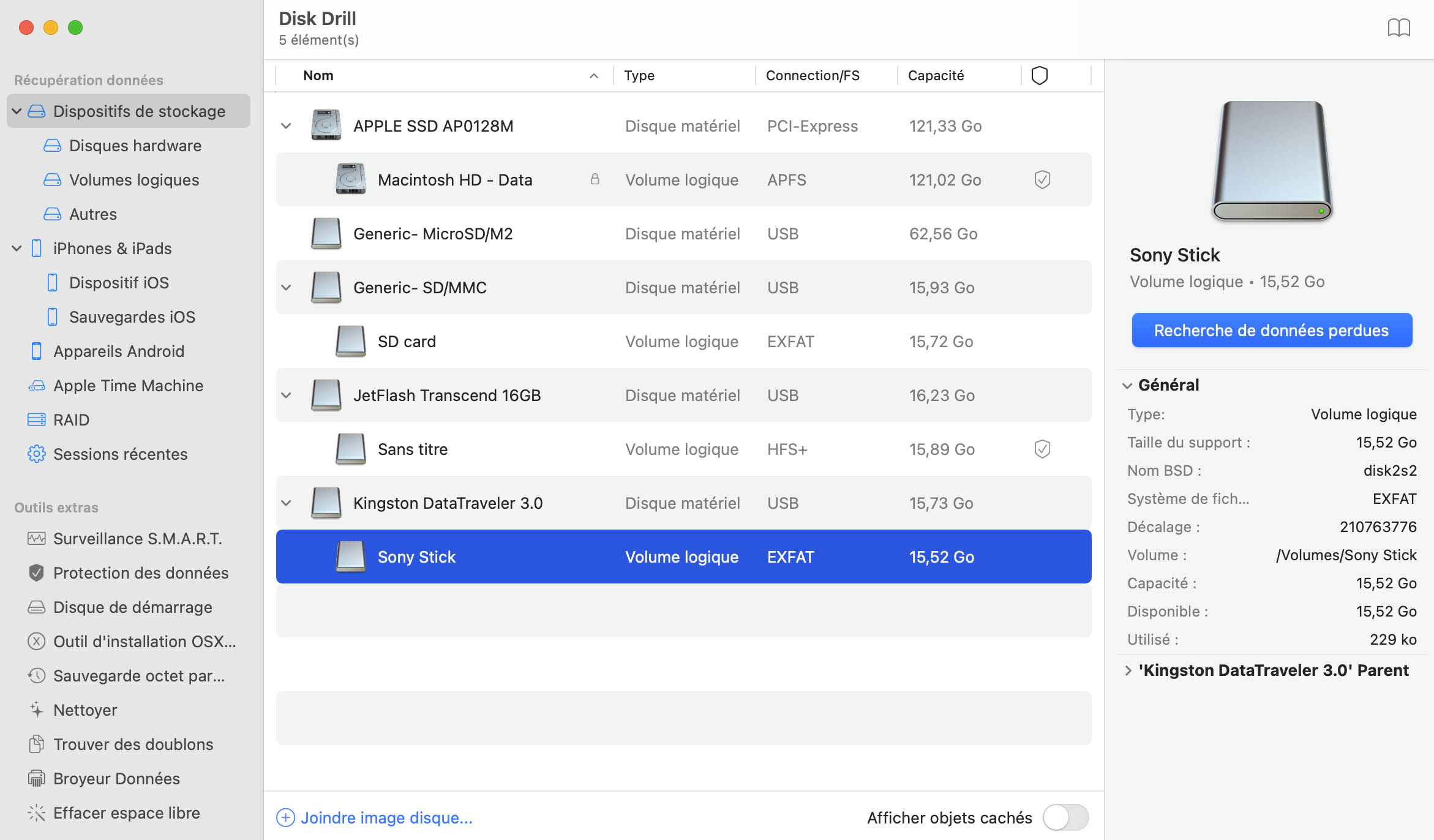 Comment récupérer des données de clé USB Sony sur Mac OS X