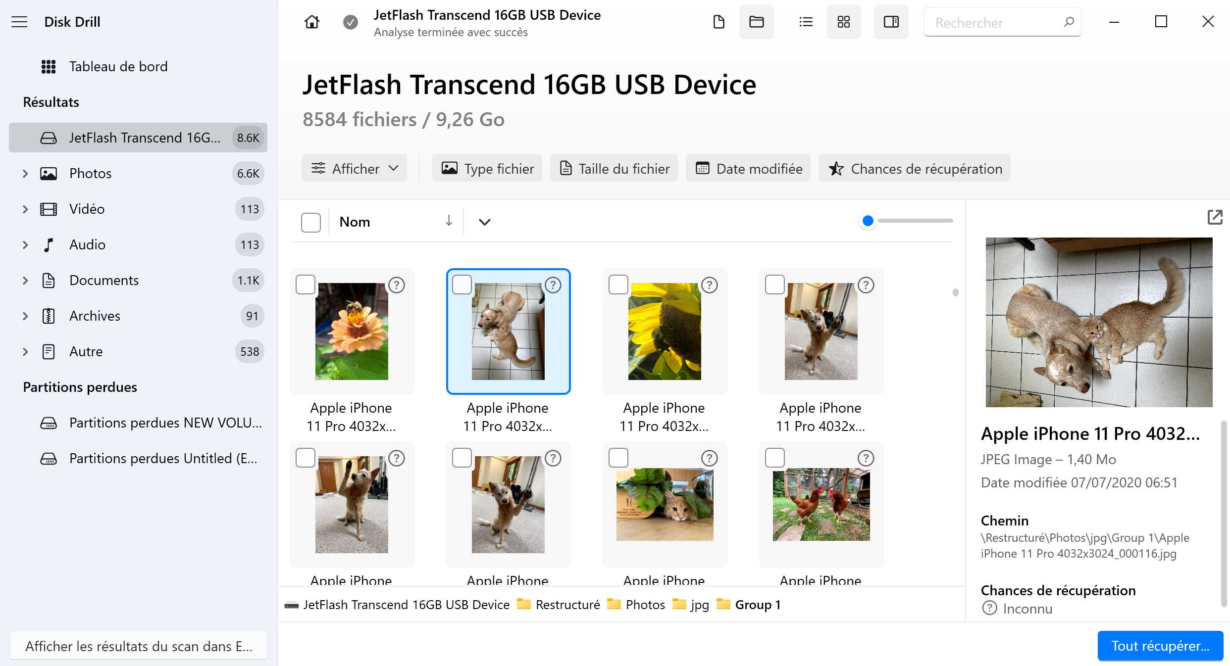 logiciel gratuit de récupération de photos