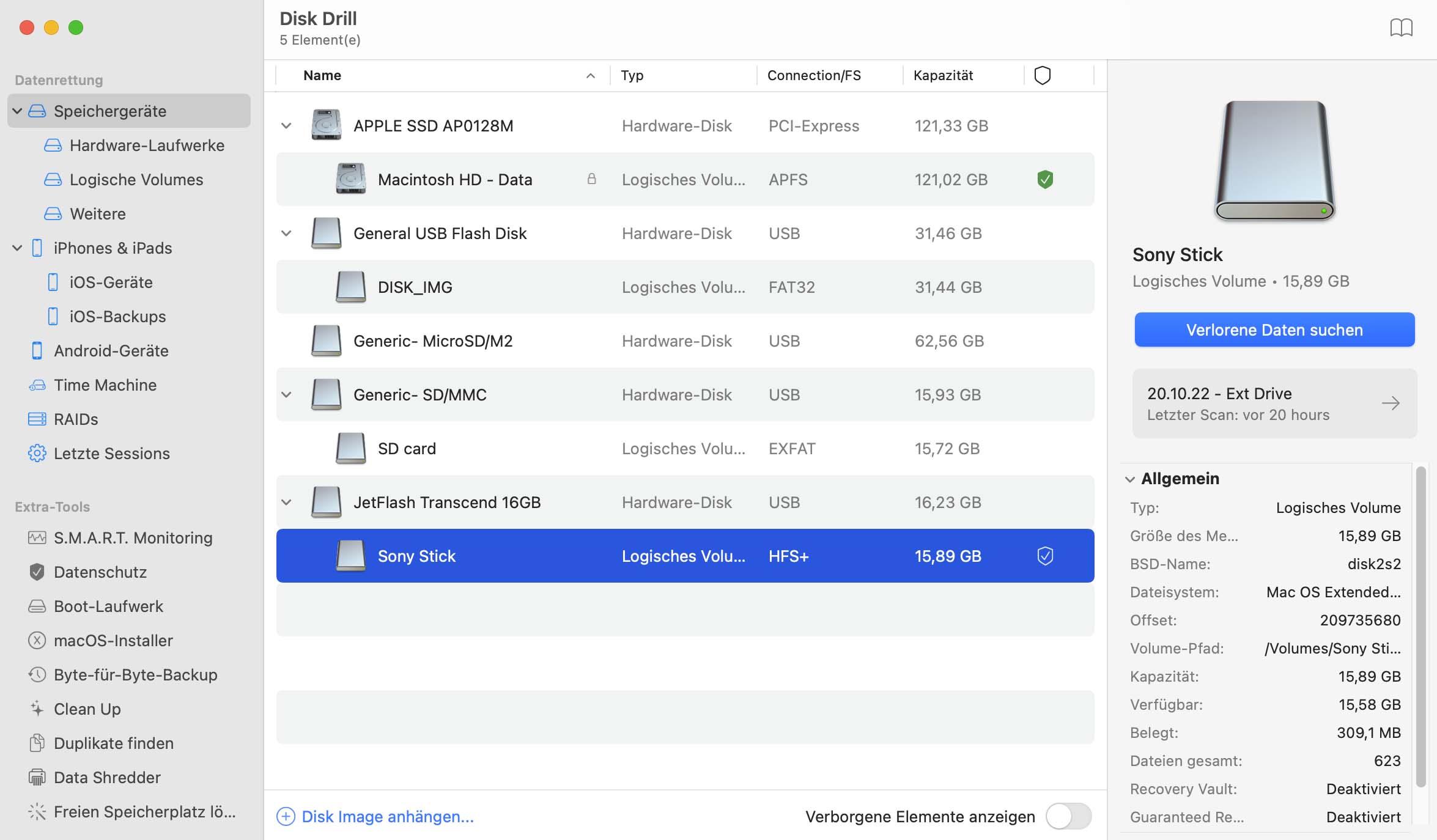 So stellen Sie unter Mac OS X Daten von einem Sony Memory Stick wieder her