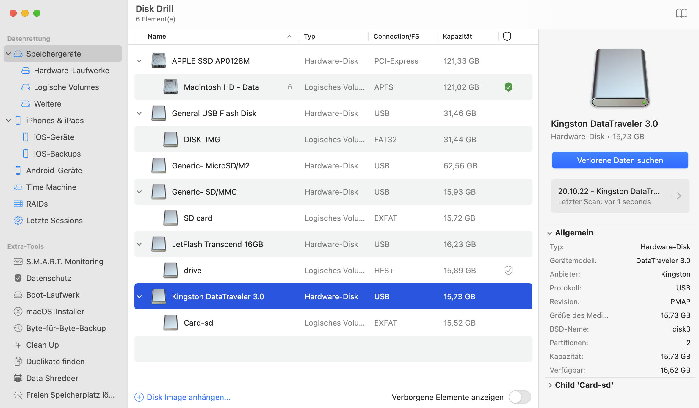 Wiederherstellen von SD-Karten mit Disk Drill für Mac