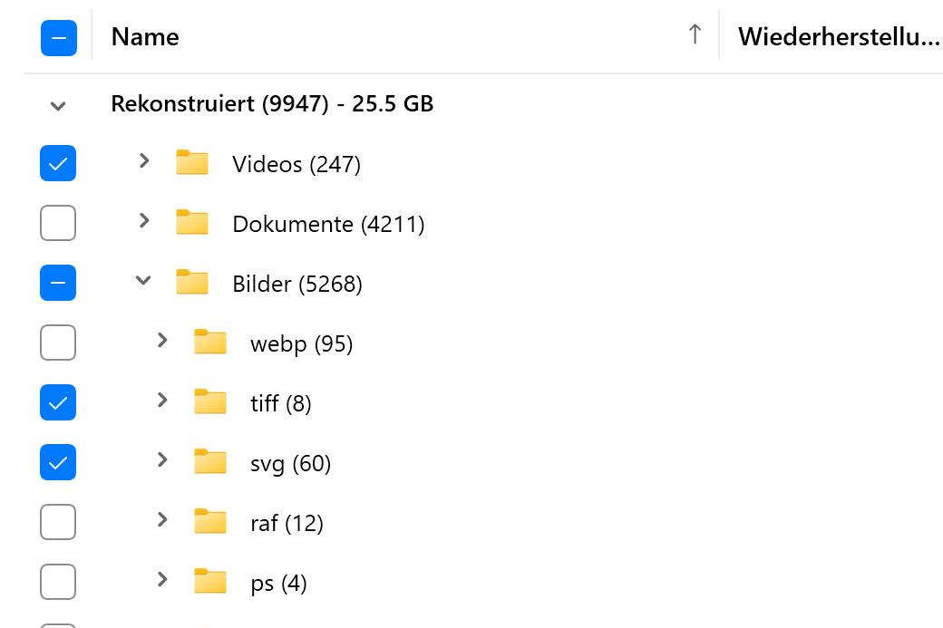 Abschnitt Rekonstruktion prüfen