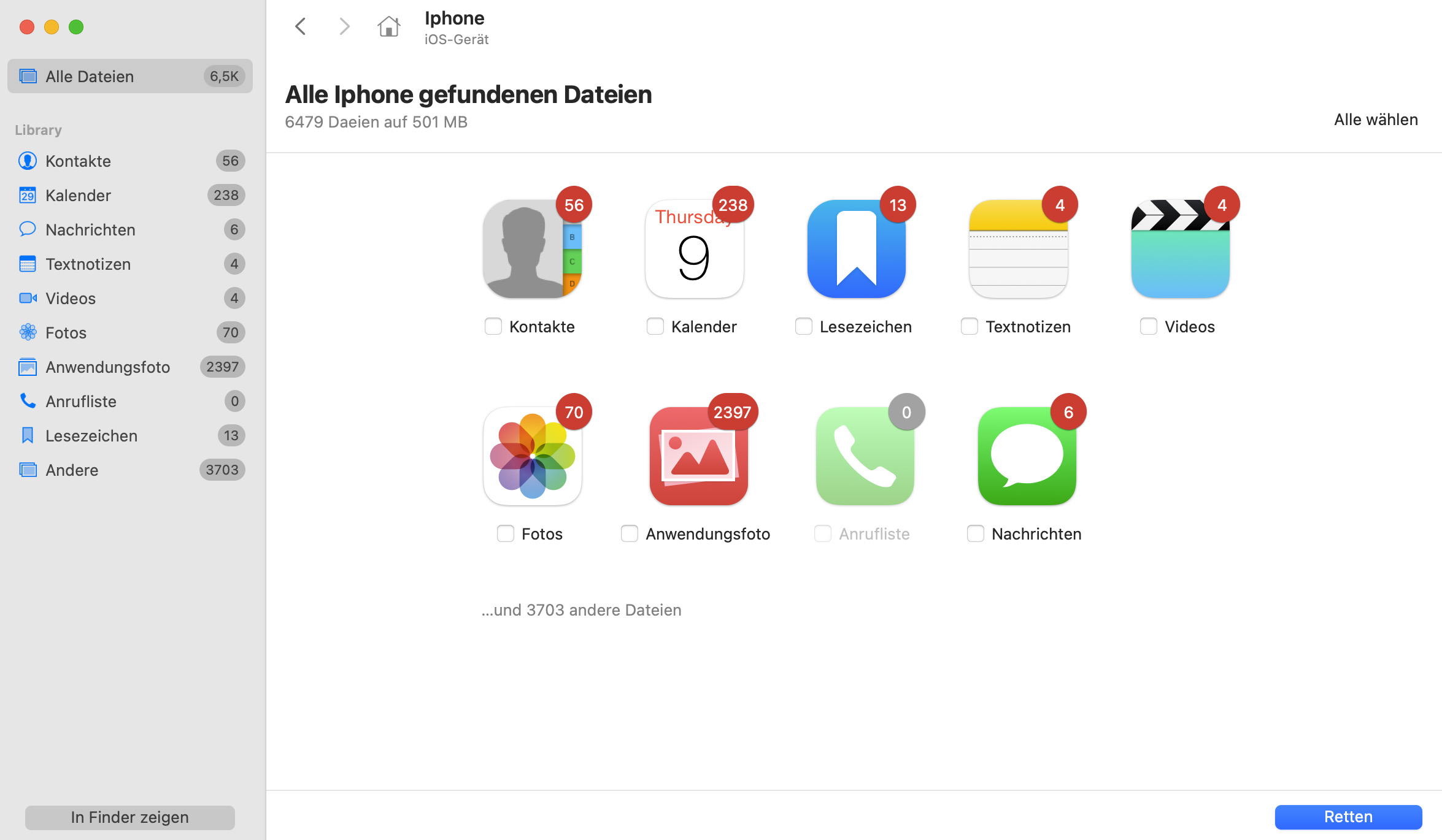 iPhone Datenwiederherstellung unter Mac OS X